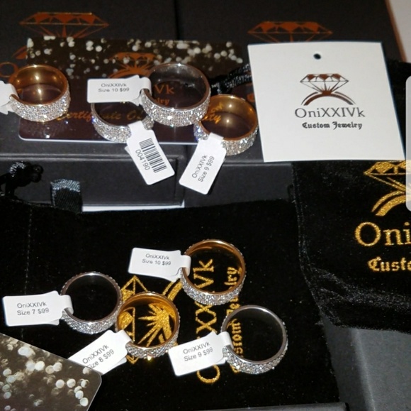 Iced Out Custom Unisex 8mm Band Rings - Picture 1 of 6